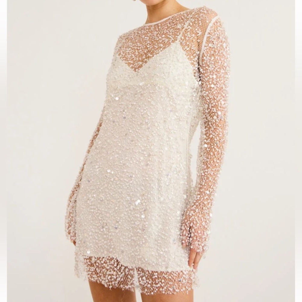 Panflay Marzia Crystal-Embellished Gauze Mini Dress
